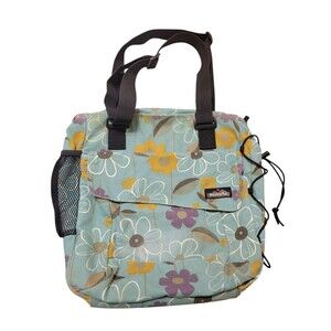 Kavu Shoulder/Computer Tote Bag Blue/Purple/Orange Flowers